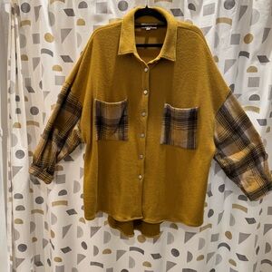 Oversized Ribbed Brushed Fabric Shacket